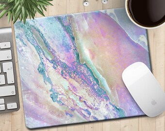 Pink Stone Marble Mouse Pad, Pastel Marble Stone Mousepad, Marble Mouse Pad, Natural Stone, Pink and Lavender Stone MousePad, Boho Accessory