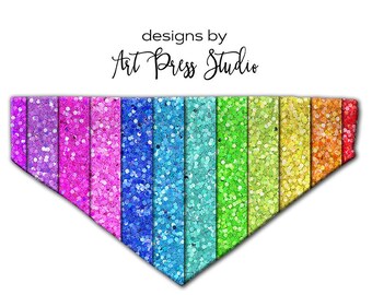 Personalized Rainbow Dog Bandana, Custom Over the Collar Pet Bandana, LGBTQ Glitter Pet Bandana, Personalized Pet Bandana