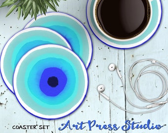 Evil Eye Coaster Set, Set of 4 Coasters