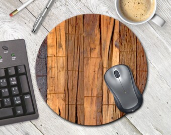 Floral Mouse Pad • Tulips Flowers Wood Planks Nature Gift Decor Desk Accessory