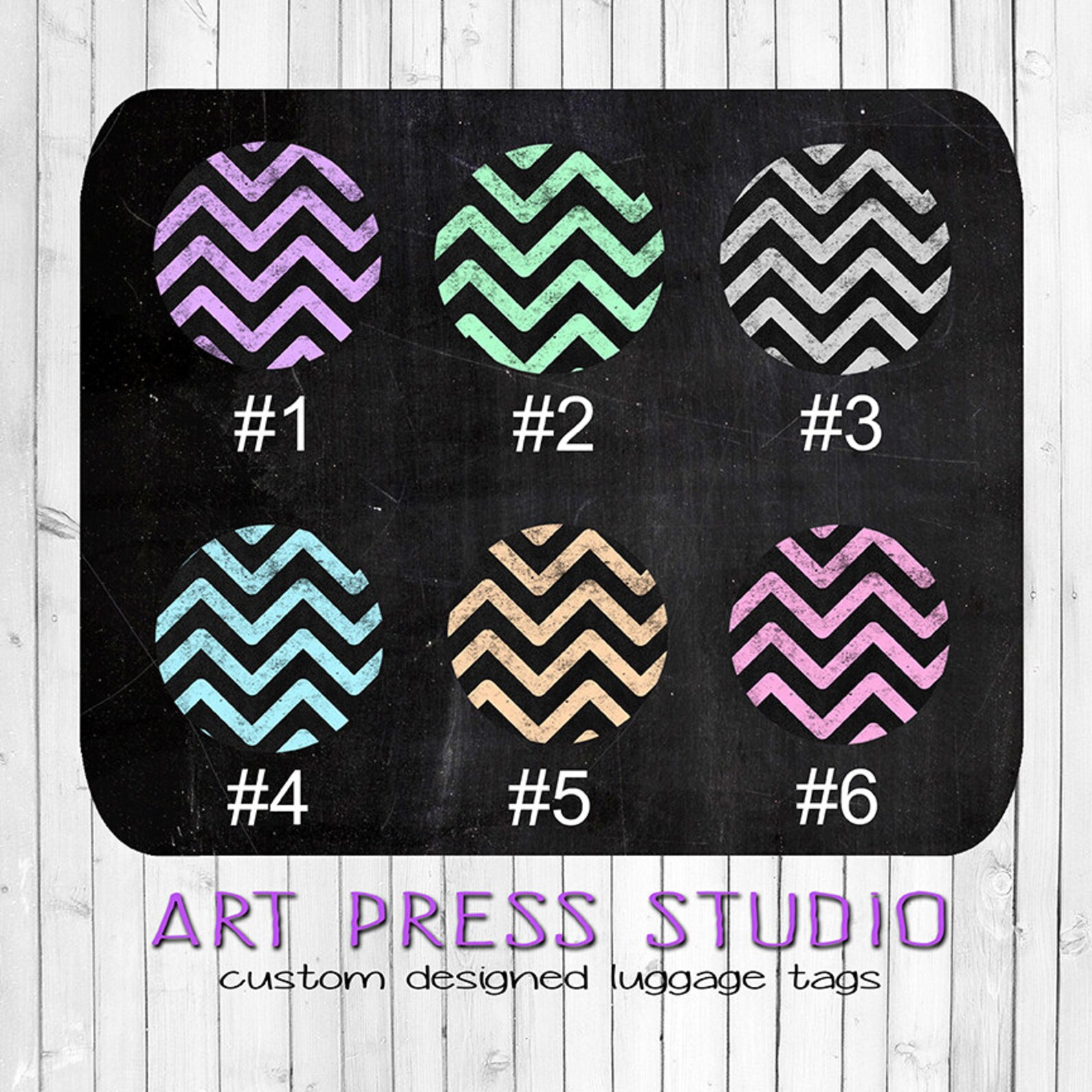 Chalkboard Chevron Monogrammed Luggage Tag Chevron Bag Tags Etsy