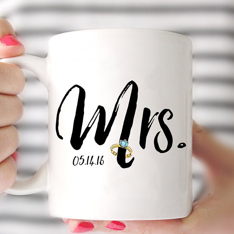 Mr. and Mrs. Mug, Custom Wedding Mug, Newlyweds Coffee Mug, Bridal Shower Gift, 11oz or 15oz Mug, Wedding Anniversary Gift, Bride and Groom image 2