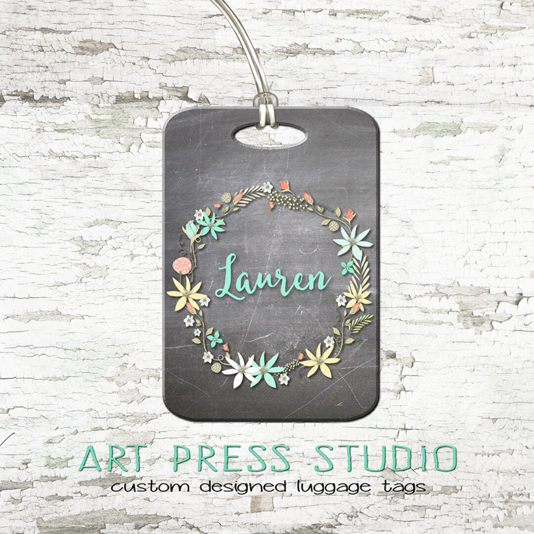 Personalized Name on Chalkboard Luggage Tag Personalized Etsy