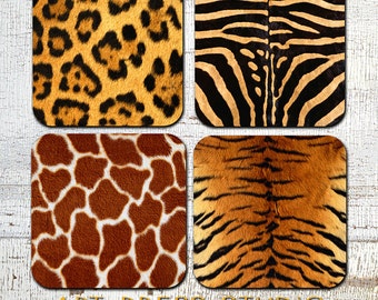 Animal Print Coasters, Safari Coaster Set, Jungle Cork Back Coasters