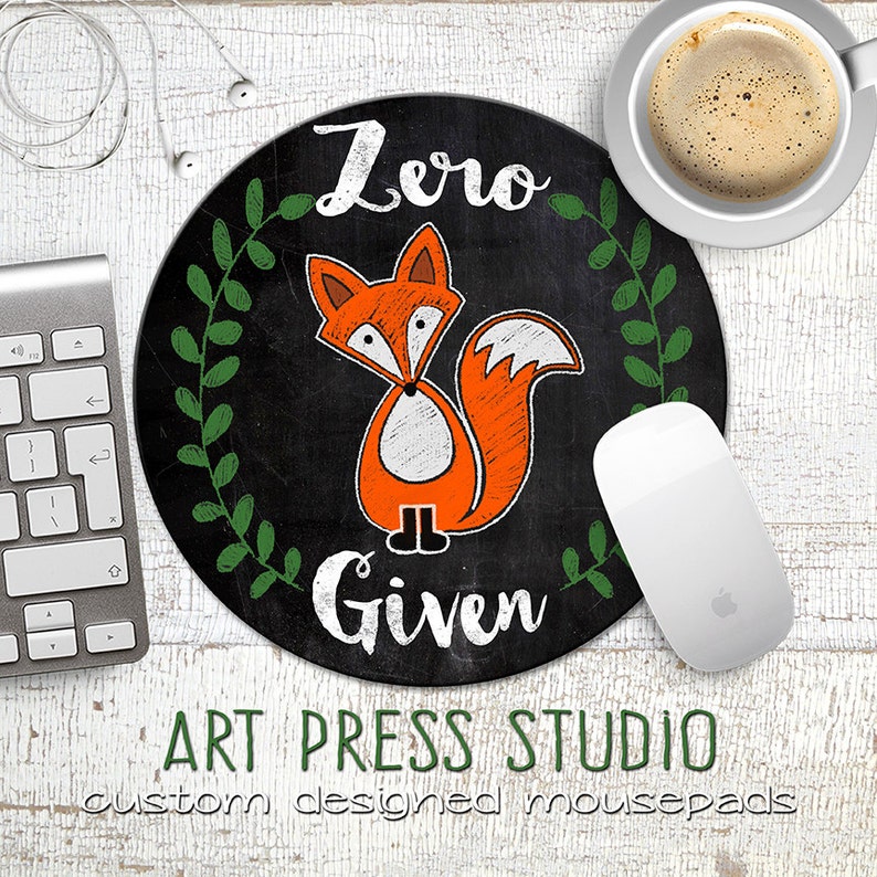 Zero Fox Given Mousepad, Chalkboard Fox Mouse Pad, Chalk Zero Fox Given Mousepad, Funny Mousepad, Gift for Guy, Funny Gifts, Mouse Pad image 1