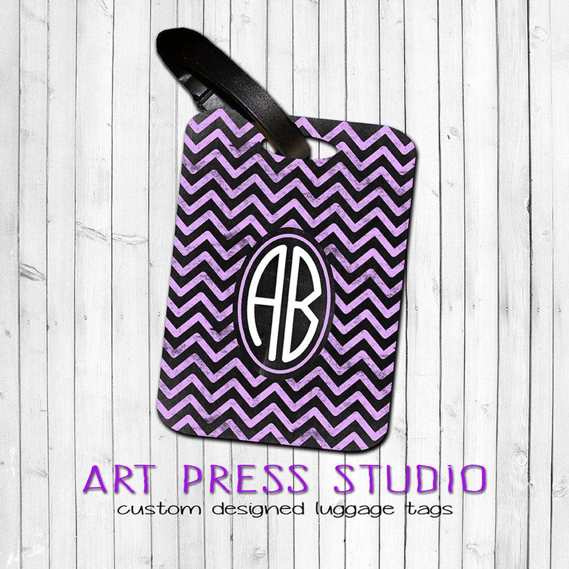 Chalkboard Chevron Monogrammed Luggage Tag Chevron Bag Tags Etsy