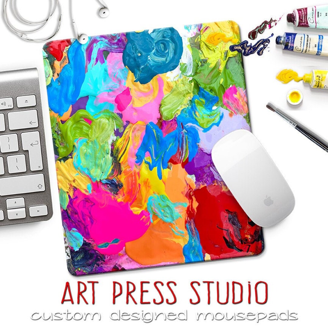 Artist Paint Palette Mouse Pad Messy Paint Mousepad Rainbow Etsy