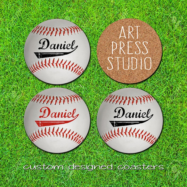 Baseball Coasters Personalized Sports Coasters Set of 4 Etsy