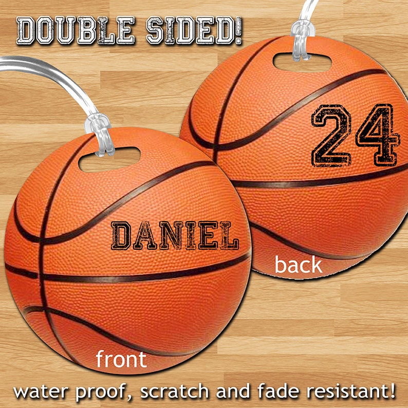 Basketball Bag Tag Sports Bag Tag Personalized Basketball Etsy