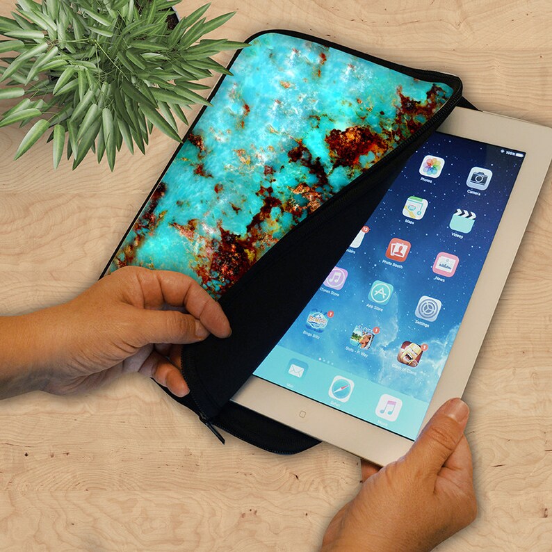 Glitter Rainbow iPad Sleeve, Rainbow Neoprene Tablet Sleeve, iPad Sleeve, iPad 2/3/4, iPad Air Sleeve, Tablet Travel Case image 2