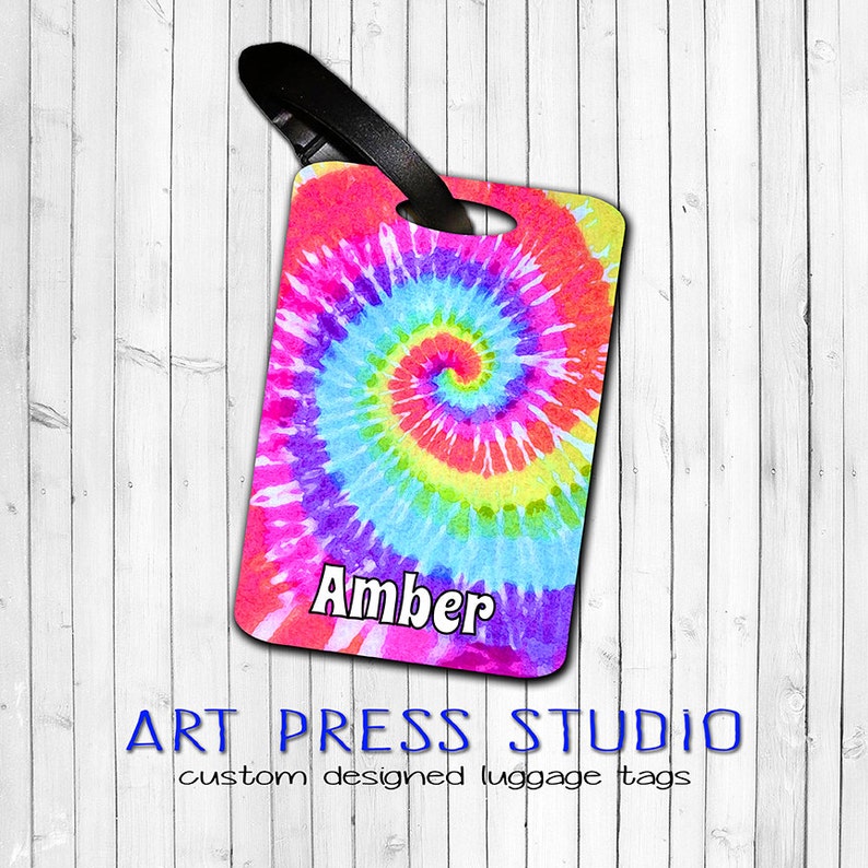Rainbow Tie Dye Luggage Tag Retro Tie Dye Bag Tags Etsy