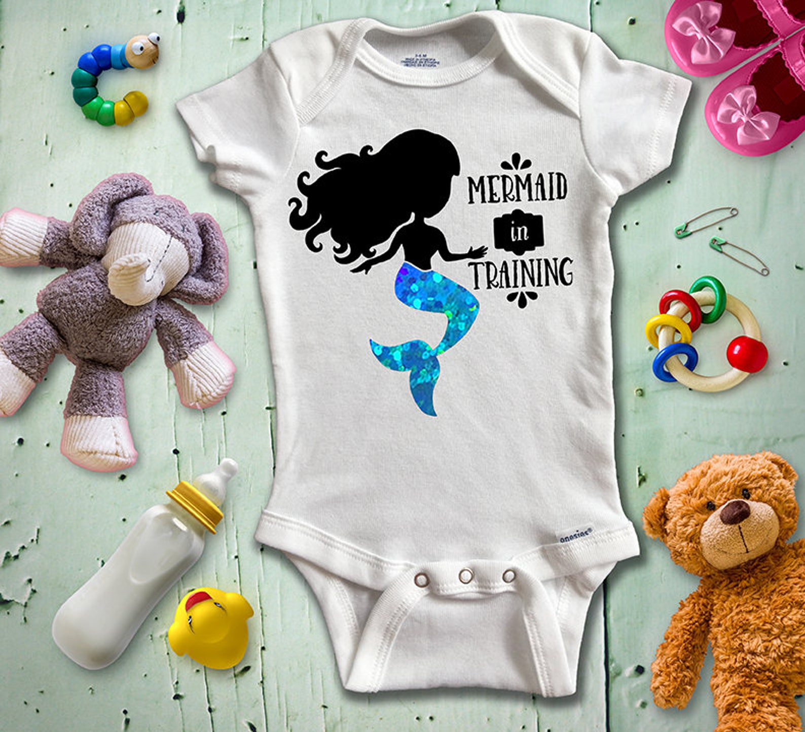 Mermaid in Training Onesie Custom Baby Onesie Photo Op Etsy