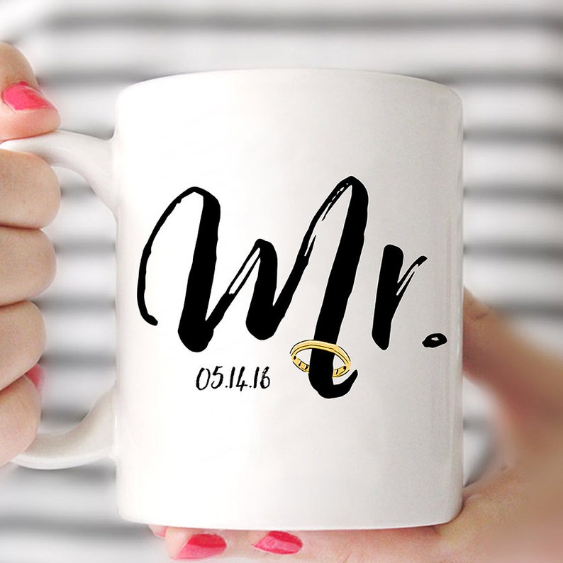 Mr. and Mrs. Mug, Custom Wedding Mug, Newlyweds Coffee Mug, Bridal Shower Gift, 11oz or 15oz Mug, Wedding Anniversary Gift, Bride and Groom image 3