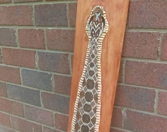 Rattlesnake skin woodcarving handmade