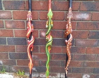 Dragon walking stick/woodcarving/gift for him/gift for dad/OOAK/ made to order 1 only hand carved/women cane/mens cane