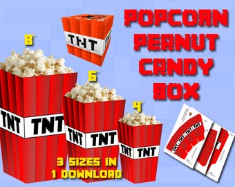 TNT Popcorn Favor Box, Mine Game Inspired Party (Digital Download)