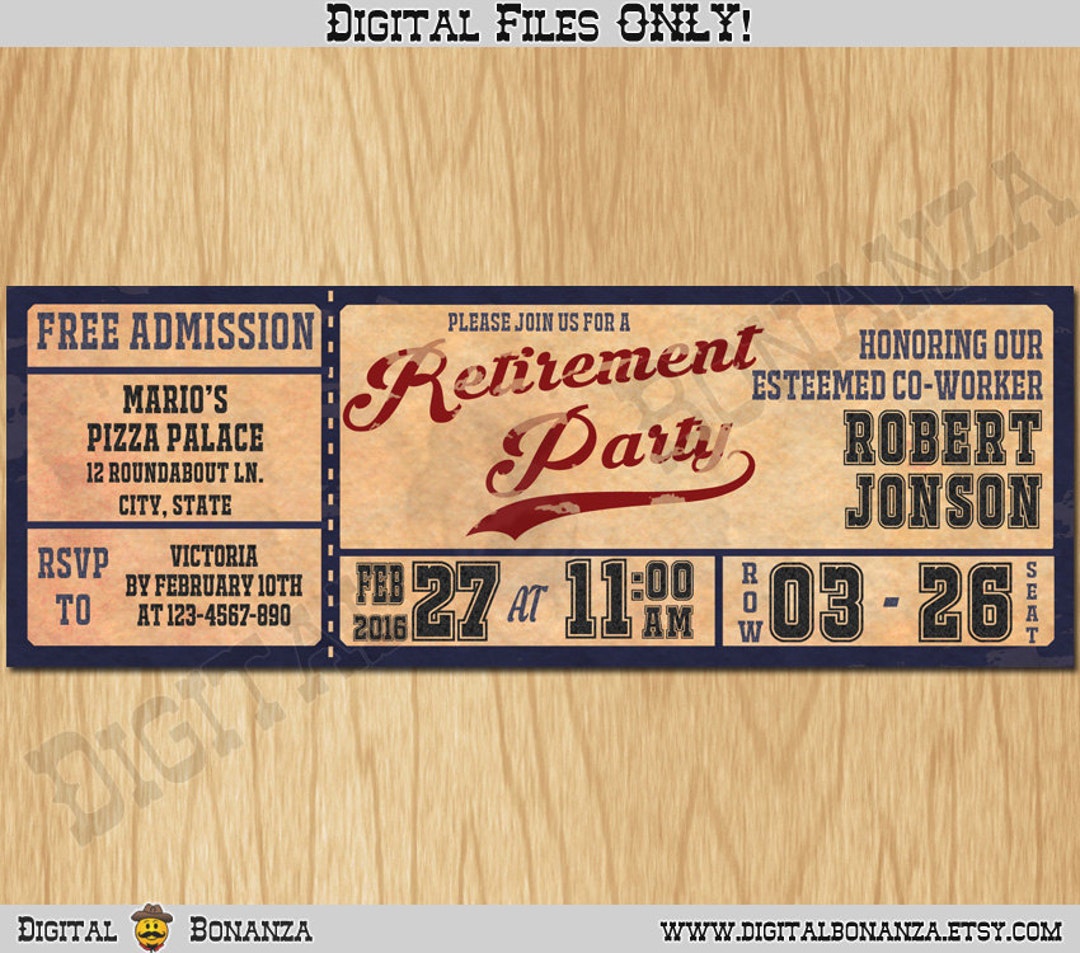 Vintage Baseball Retirement Party Invitations Personalized / Digital
