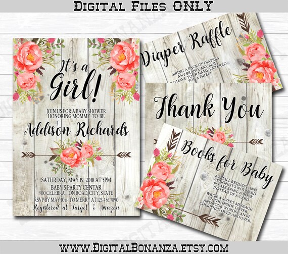 Baby Girl Shower Invitation It's a Girl Floral Baby Shower Etsy