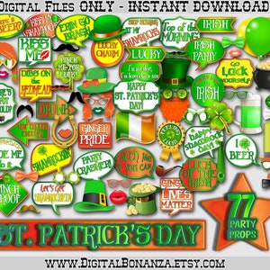 Puede incluir: Un conjunto de 77 accesorios para fiestas del Día de San Patricio con tréboles, sombreros, gafas y letreros con refranes irlandeses en verde, naranja y dorado. Los accesorios son perfectos para una fiesta divertida y festiva del Día de San Patricio.