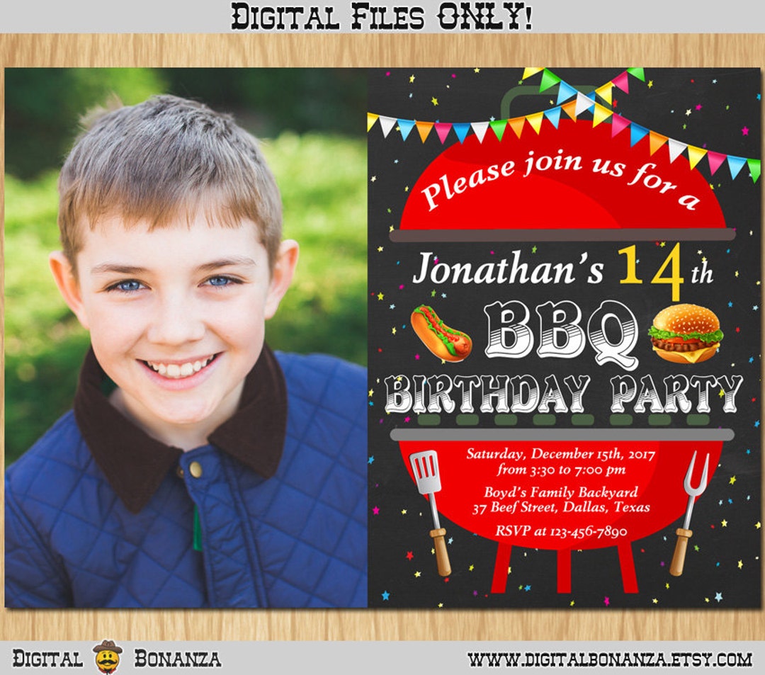 BBQ Birthday Invitation. Kids Barbeque Birthday Party Invite Etsy
