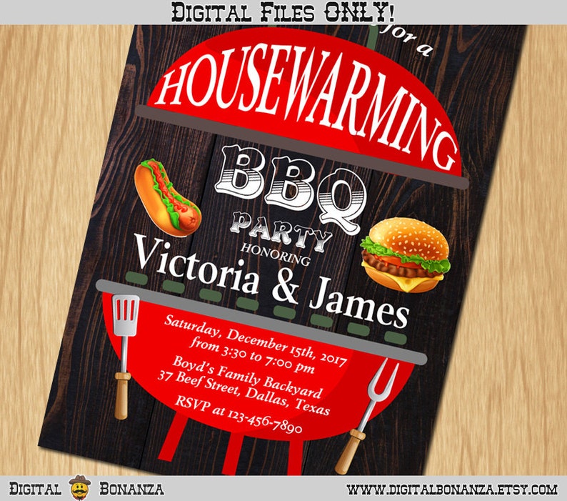 BBQ Housewarming Invitation. Barbeque Invitation. Housewarming Etsy