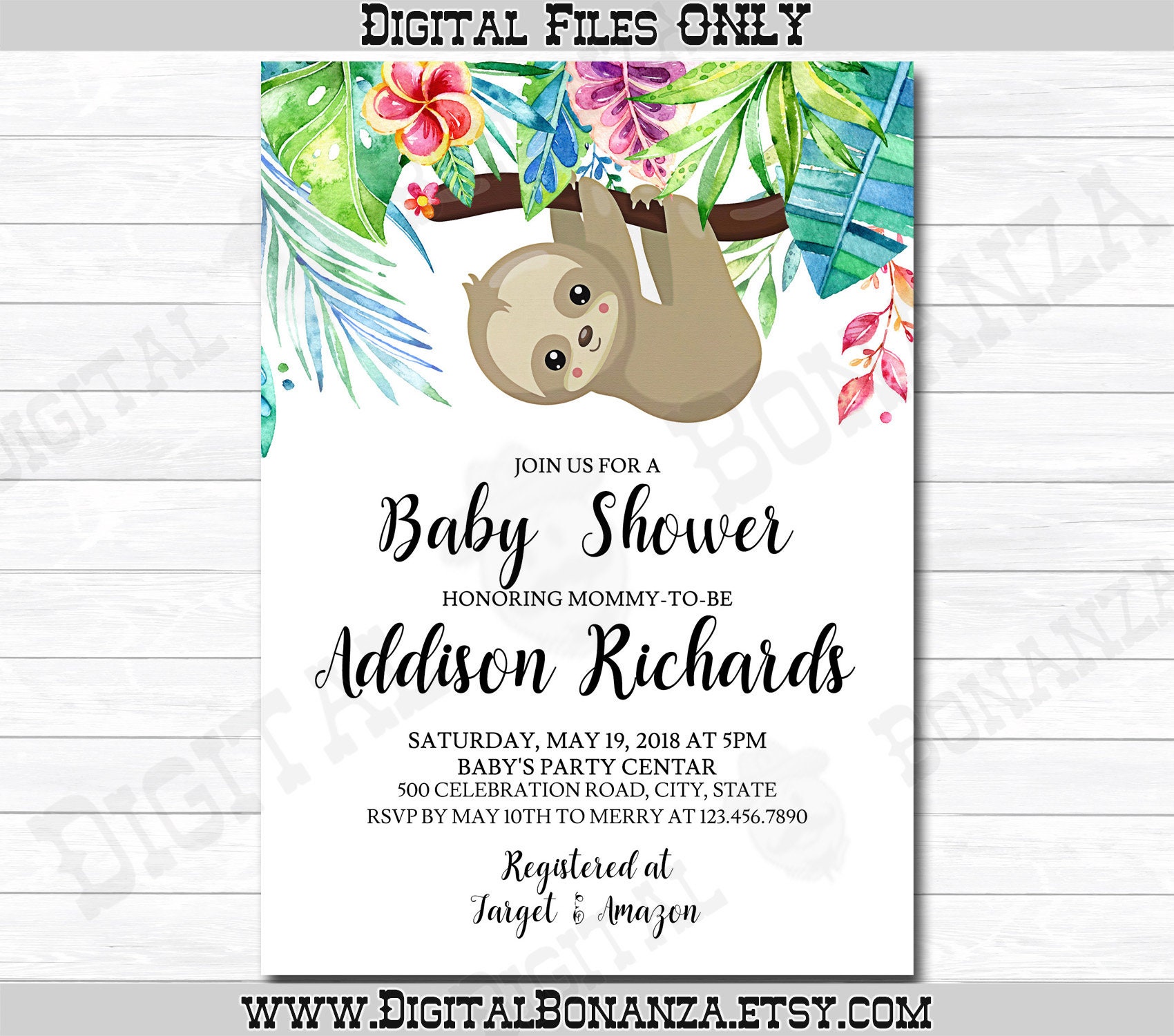 Sloth Baby Shower Invitation Thank You Books for Baby - Etsy
