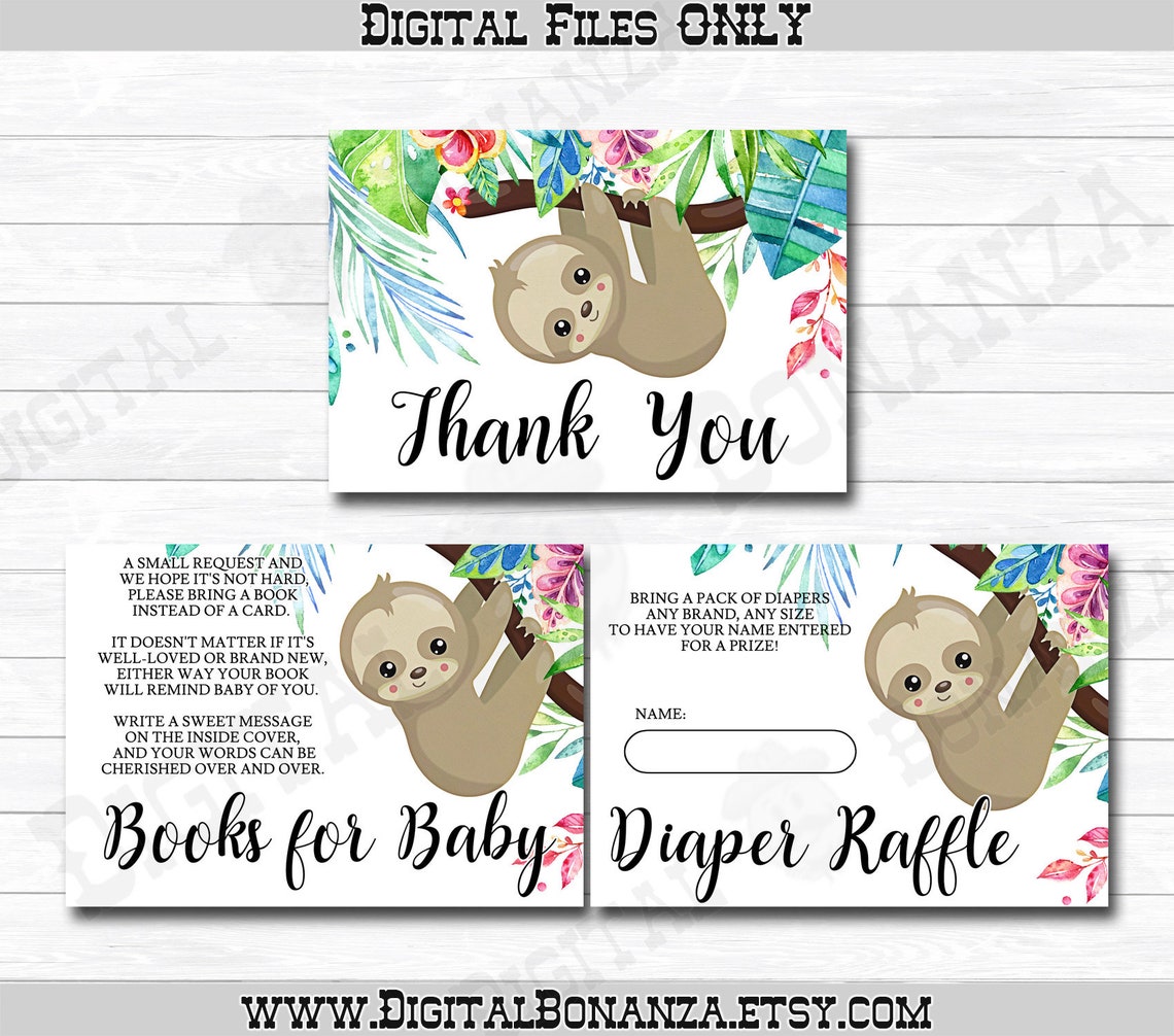 Sloth Baby Shower Invitation Thank You Books for Baby - Etsy