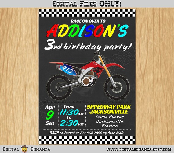 personalized motocros invitation printable race birthday invitation dirt bike birthday invitations