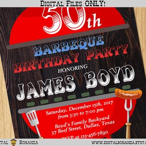 BBQ Birthday Invitation Any Age.30 40 50 60 70 Birthday. Adult - Etsy