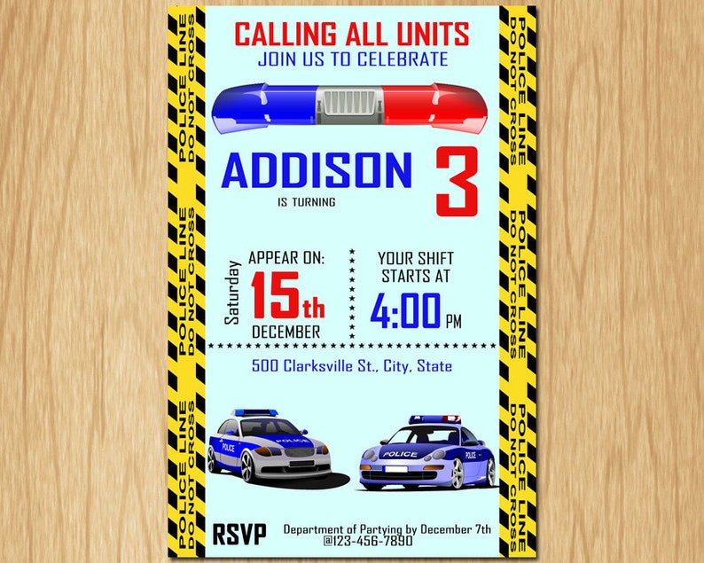 Personalized POLICE Invitation Printable Police Birthday - Etsy