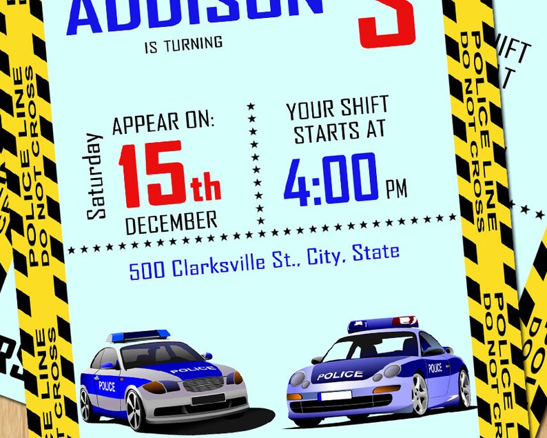 Personalized POLICE Invitation Printable Police Birthday - Etsy