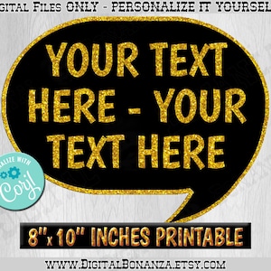 Editable Photo Booth Props Add Your Text. Custom Speech Bubble Props ...