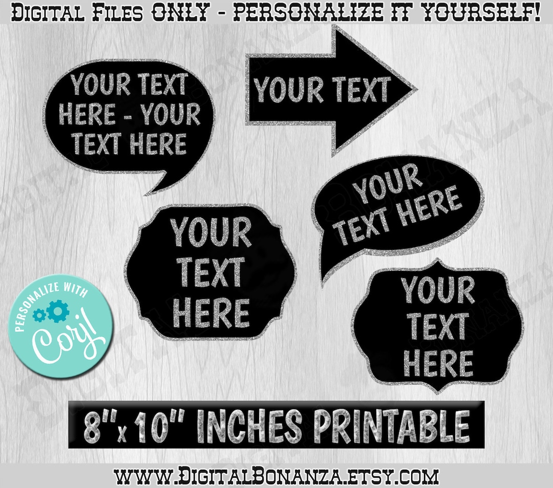 Editable Photo Booth Props Add Your Text. Custom Speech Bubble Props ...