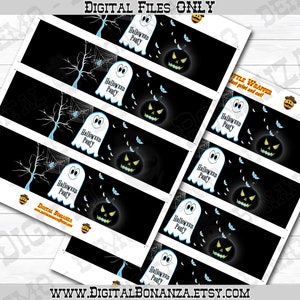 Halloween Party Water Bottle Labels, Ghost Bottle Wrapper, Instant Download PDF Digital File Only image 2