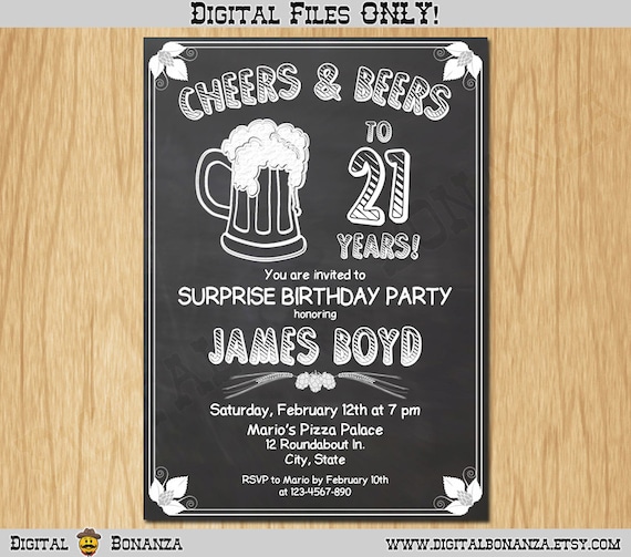 21st birthday invitation cheers beers invite surprise birthday