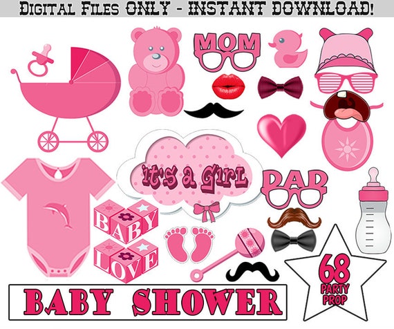 Girl Baby Shower Photo Booth Props Pink Baby Shower Girl 68