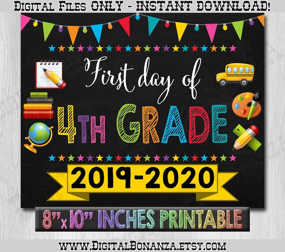 First Day Of 4th Grade Sign Free Printable