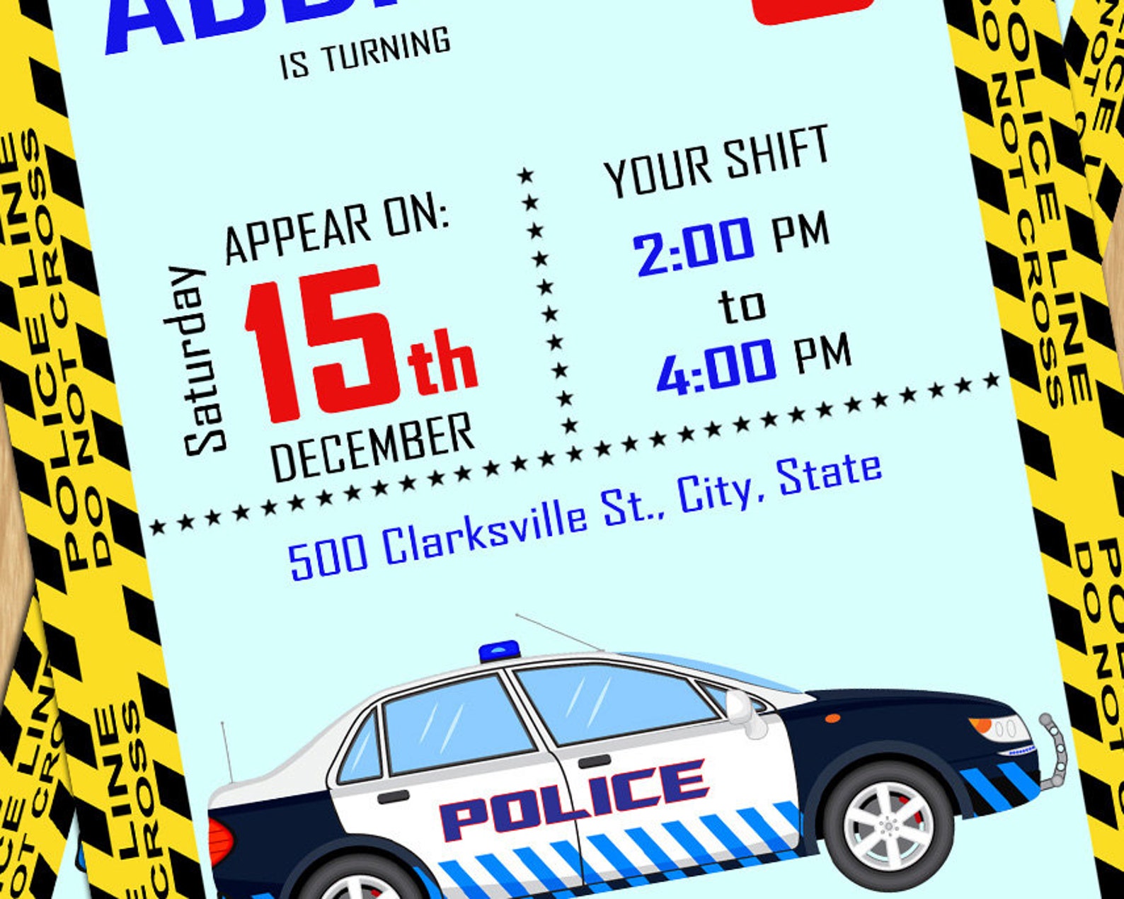 Personalized POLICE Invitation Printable Police Birthday - Etsy