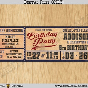 Vintage Baseball Einladungen zur Geburtstagsfeier - Junge Geburtstag - personalisiert / Digitale Datei - zum Selbstausdrucken K0003
