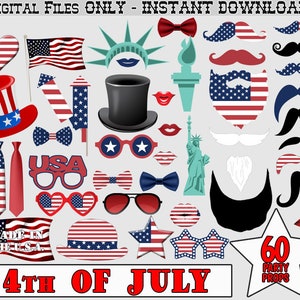 4th of July Photo Booth Props, Independence Day Props, Party Decor, Patriotic Photobooth, American, Red White and Blue, Memorial Day