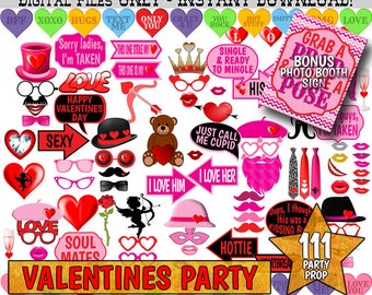 Valentines Photo Booth Props MEGA Pack (Printable PDF)