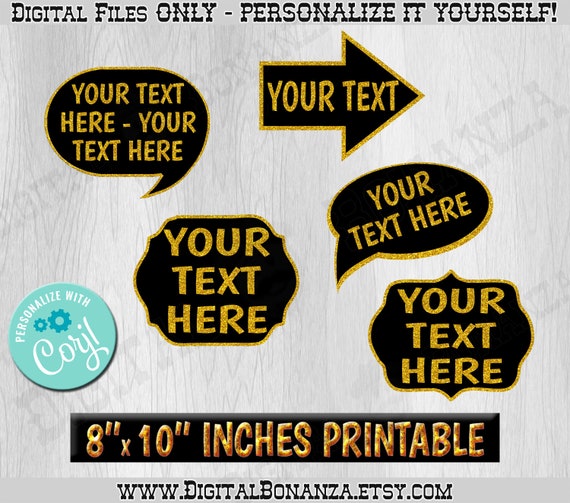 Editable Photo Booth Props Add Your Text. Custom Speech Bubble Etsy