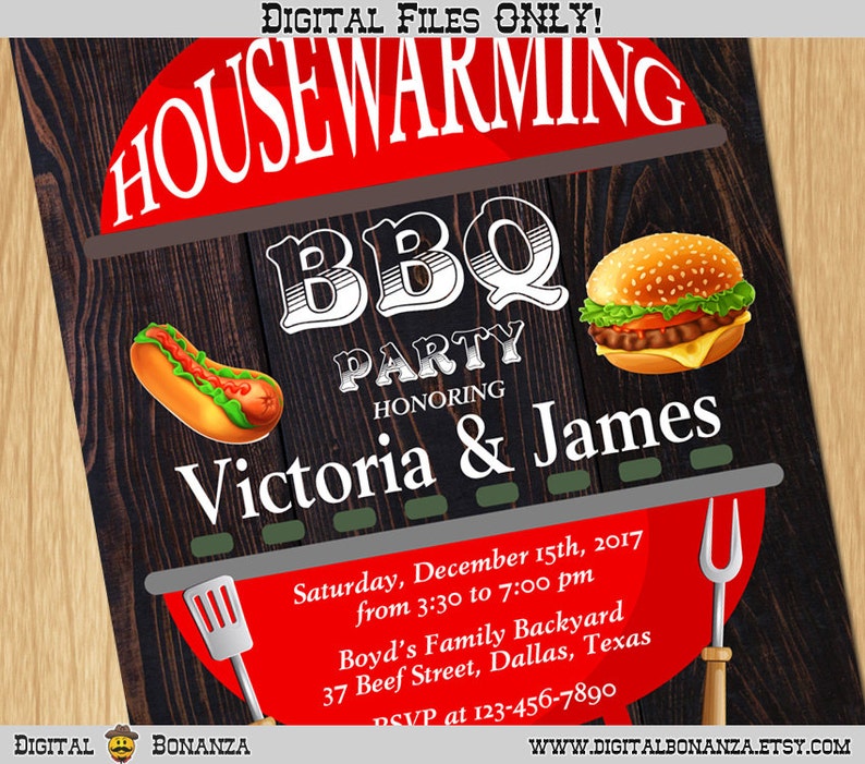 BBQ Housewarming Invitation. Barbeque Invitation. Housewarming Etsy