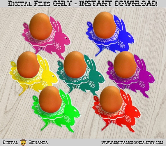 Easter Bunny Egg Stand, Kid Craft, Easter Decoration, Easter Egg Holder, Table Decor, Instant Download DIY Digital File WBEast Il_570xn