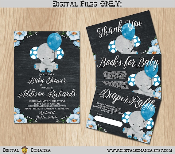 etsy baby shower invitations elephant