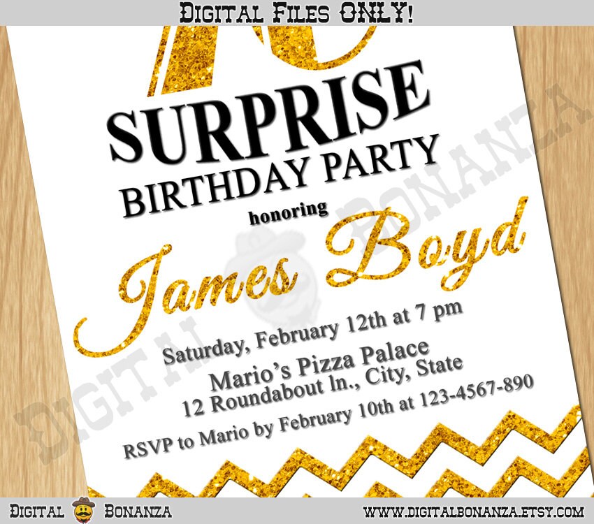 70th Birthday Invitation Gold Glitter Birthday Party Chevron | Etsy