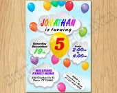 Cloud Birthday Invitation with balloons, Balloons and clouds birthday party digital invitation printable K0002 Il_170x135
