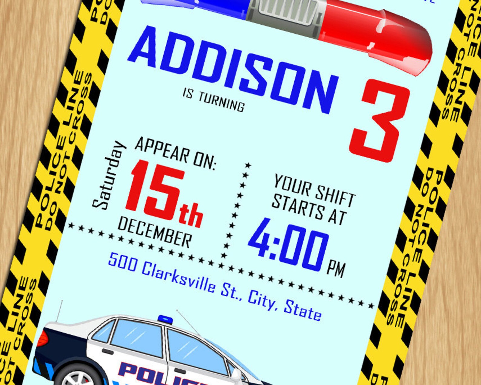 Personalized POLICE Invitation Printable Police Birthday - Etsy