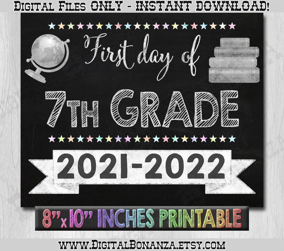 First Day of Seventh Grade Sign First Day of School Etsy