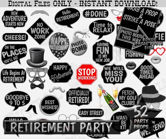Retirement Party Printable Photo Booth Props Retirement Party Photobooth Props Retirement Party Decorations Retirement Photo Props Diy